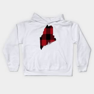 Maine in Red Plaid Kids Hoodie